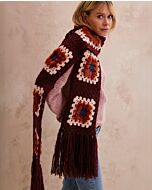 Phildar granny square sjaal met franjes haken (265,m5)