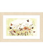 Lanarte borduurpakket Vlinders met bloemen met telpatroon op katoen pn 0007967