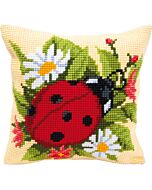 Borduurpakket borduurkussen lieveheersbeestje in kruissteek Vervaco pn-0008586