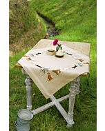 Voorbedrukt tafelkleed speelse katten met ingeweven boord om te borduren.pn-0148520