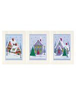 Vervaco wenskaarten met omslag Winterhuisjes set van 3 borduren PN-0149548
