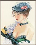 Borduurpakket lanarte  lady with a lipstick  linnen pn-0154332 van home & garden