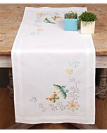 loper Grijze bloemen met kleurige vlinders