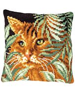 Vervaco borduurkussenpakket kat tussen bladeren PN-0190855 voorbedrukt