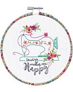 Voorbedrukt borduurpakket sewing makes me happy  incl . borduurring Dimensions 72-76293