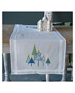 Borduurpakket tafelloper Moderne dennenbomen van Vervaco PN-0198052 voorbedrukt