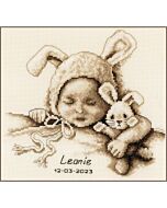 Vervaco borduurpakket geboortetegel Baby en knuffelkonijn pn-0199358 om te borduren