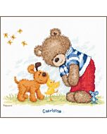 Popcorn the bear borduurpakket geboortetegel in de tuin PN-0202555 telpatroon