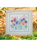 Vervaco borduurpakket violetjes en grassen PN-0201936 (evenweave) telpatroon