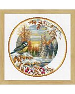  Borduurpakket vogel in de sneeuw om te borduren met telpatroon riolis 1692