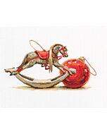 Borduurpakket hobbelpaard met kerstbal van rto M644