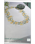 Borduurpakket tafelkleed gele bloemen met telpatroon van Permin 58-6175