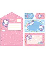 Vervaco borduurpakket borduurkaarten set van 5 : Uitnodiging Hello Kitty Regenboog PN-0161848.