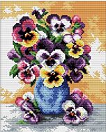 Voorbedrukt borduurpakket Vase of Pansies - Vaas met Violen  op aida Needleart World 240.054