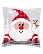 Vervaco borduurpakket Kerstman met geruite muts pn-0148061 kruissteekkussen