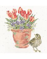 Bothy Threads borduurpakket bloempot met vogeltje XHD156 telpatroon