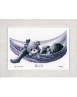 Vervaco borduurpakket geboortetegel baby in hangmat borduren pn-0150906
