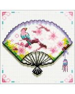 Voorbedrukt borduurpakket cherry blossom Fan - waaier Needleart World op aida 140.029