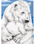 Voorbedrukt canvas/stramien knuffelde ijsbeer met jong om te borduren van Margot