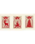 3 Wenskaarten met omslag kerstklokken om te borduren Vervaco pn-0021444
