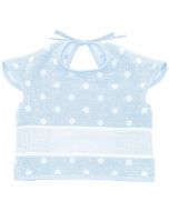 Baby slab met mouwtjes en aida rand om te borduren blauw met stippen Rico Design 740245.76