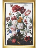 Borduurpakket Still Life with Flowers in a glass vase. 1650-1683, Jan Davidsz, De Heem"  Een bloemen stilleven van Jan Davidz 