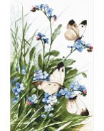 Borduurpakket vlinders en blauwe bloemen Letistitch 939