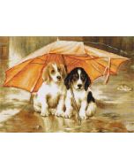 borduurpakket telpatroon Honden onder de paraplu (Couple under an Umbrella)  van Luca-s b550