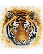 Voorbedrukt borduurpakket tijger op aida Needleart World 450.041