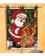 Borduurpakket kruissteek wandtapijt adventkalender voor de kerst met kerstman