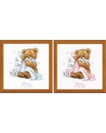 Vervaco borduurpakket geboortelap beer met konijn en poes borduren pn-0011901