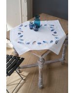 Borduurpakket voorbedrukt tafelkleed Blauwe pluimpjes Vervaco  PN-0162237 