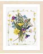 Borduurpakket Veldboeket met bloemenrand  Marjolein Bastin van lanarte pn-0167125