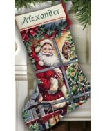 Dimensions borduurpakket Candy cane santa stocking  (kerstsok)