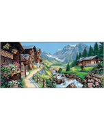 Voorbedrukt canvas/stramien Alpine landschap om te borduren van Margot 173.3098