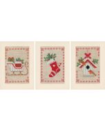 Vervaco borduurpakket 3 wenskaarten kerstmotiefjes borduren pn-0178342