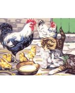 Voorbedrukt canvas kippen en poezen  om te borduren van Margot 1531331