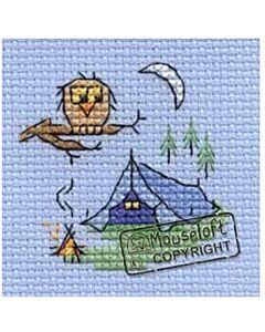 Mouseloft borduurpakket uil op de camping 004-G02 telpatroon