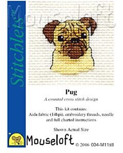 Mouseloft borduurpakket mopshond 004-M11 telpatroon