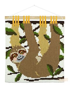 Pako borduurpakket kussen/wandhanger luiaard 005.501 voorbedrukt