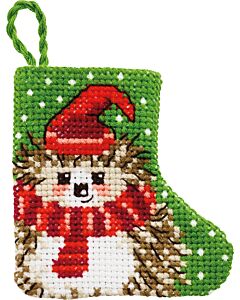 Permin borduurpakket kerstsokje met egel 01-2249 telpatroon