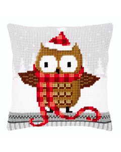 Vervaco borduurpakket kruissteekkussen uil met muts pn-0149312 borduren