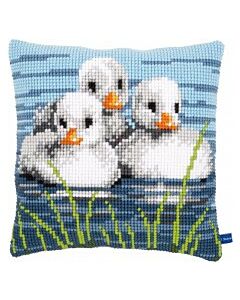 Borduurpakket kruissteekkussen  borduurkussen Eendjes in het water van vervaco pn-0155206