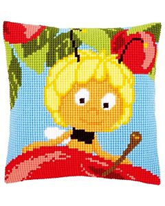 Borduurpakket voorbedrukt kruissteekkussen  Maja op rode appel  van studio 100 vervaco pn-0156384