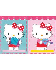 Borduurpakket 2 borduurkaarten Kitty speelt muziek zeer makkelijk om te borduren