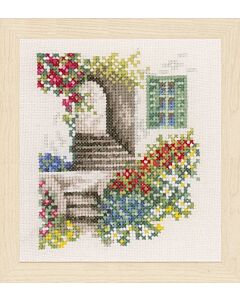 Borduurpakket Steegje met bloemen van Lanarte om te borduren  pn-0162521