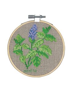 Borduurpakket Mint kruidenplant om te borduren incl borduurring Permin 13-0350