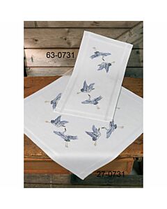 Voorbedrukt tafelkleed kraanvogel met steelsteek 80x80 cm van Permin 27-0731