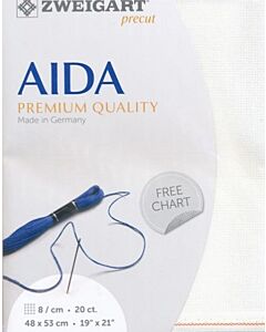Borduurstof aida 20ct/8 kruisje van Zweigart kl.1 blanc afm. 48x53cm