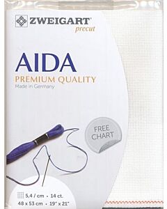 Zweigart borduurstof aida 14ct / 5.4 kruisje kleur wit 100 afm. 48x53cm